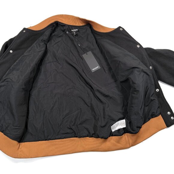 True Religion Black‎ Fleece Bomber Jacket Mens Medium Embossed Logo Snap NWT - Picture 12 of 12